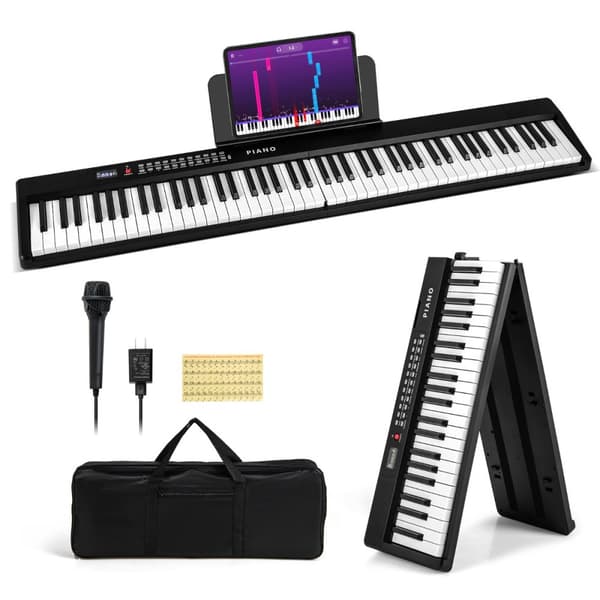 Klaver Keyboard, 88 Tangenter Klaver Keyboard med 1000 Rytmer 1000 Toner, 128x23x6 cm, Sort