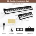 Miniatyrbillede 1 af 8: Klaver Keyboard, 88 Tangenter Klaver Keyboard med 1000 Rytmer 1000 Toner, 128x23x6 cm, Sort