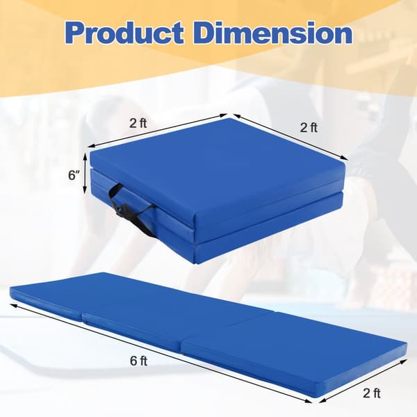 Kuntosali matto, 6 x 2 jalkaa taitettava kuntosali matto kahvoilla ja irrotettavalla vetoketjullisella päällisellä, 6' x 2' x 2", Musta