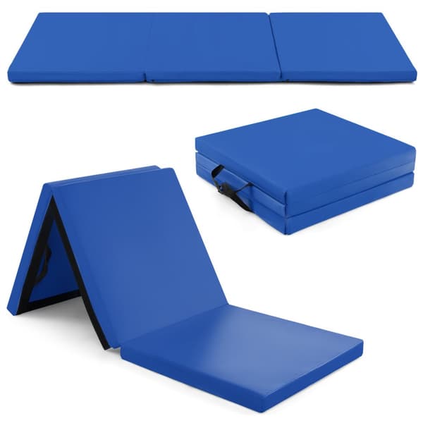 Kuntosali matto, 6 x 2 jalkaa taitettava kuntosali matto kahvoilla ja irrotettavalla vetoketjullisella päällisellä, 6' x 2' x 2", Musta