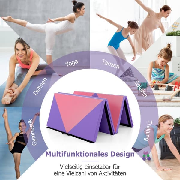 Gymnastikmåtte, 240x117x5 cm, Lilla
