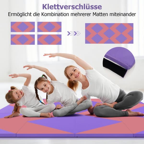 Gymnastikmåtte, 240x117x5 cm, Lilla