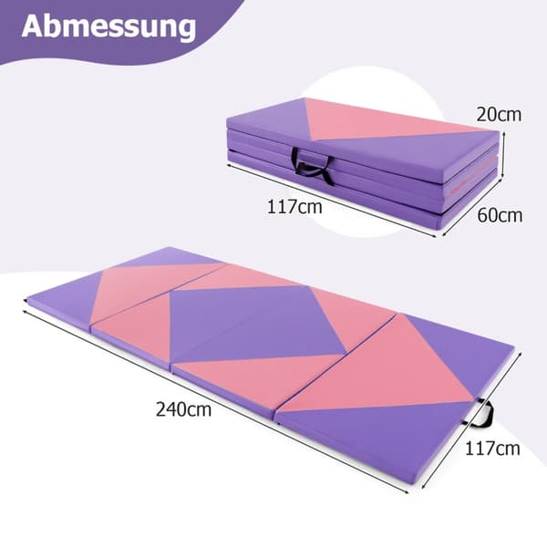 Gymnastikmåtte, 240x117x5 cm, Lilla