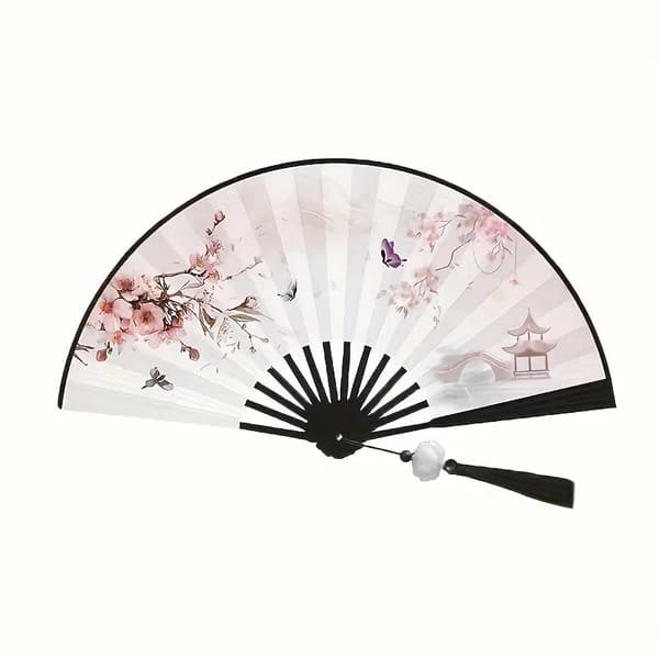 Vifte - Stor 26 cm - M08 - Sommerfugler Kirsebærblomst