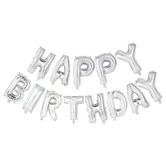 Folieballonger Happy Birthday Silver Rosa födelsedag grattis ballong
