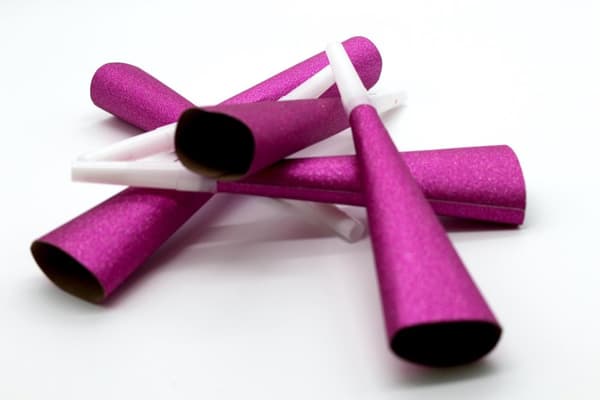 Festhorn festpipe rosa glitter 6-pakning fest høneselskap baby shower bursdag