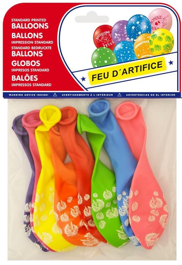 Tid for å feste! 8 pakke ballonger med fyrverkerimotiv