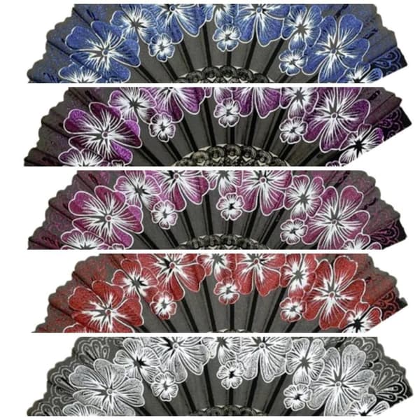 Vifte - Chiffonblomster med plastikbund [v2] - Flere farvevalg
