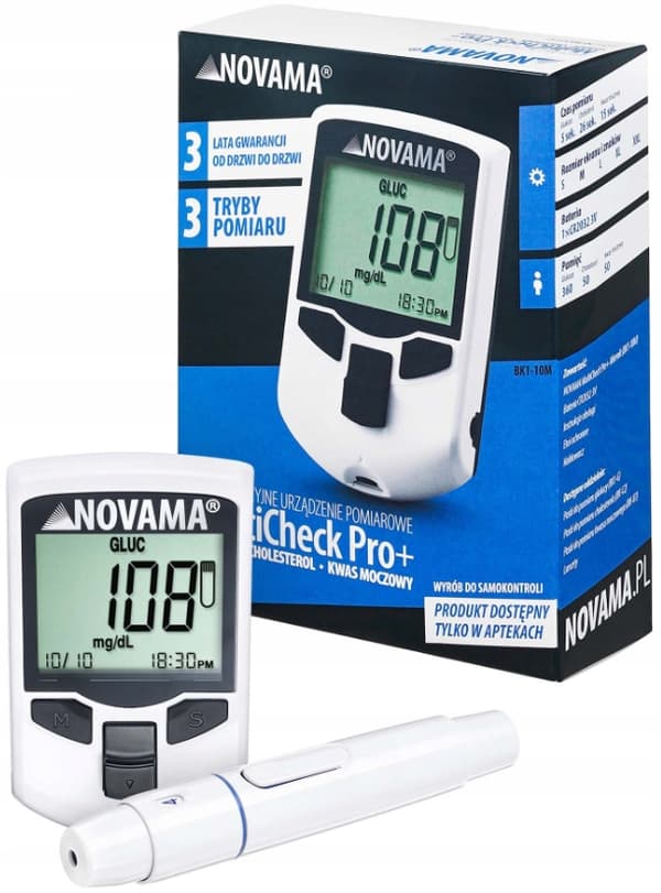 MULTICHECK PRO+ GLUKOOSIMITTARI GLUKOOSIKOLESTEROLI VIRTSAHAPPO Novama 1 kpl.