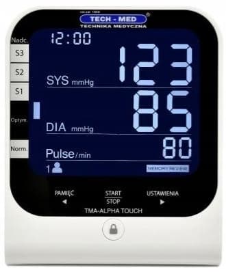 TECH-MED elektroninen verenpainemittari TMA-ALPHA TOUCH + virtalähde 1 kpl