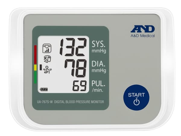 A&D UA-767S-W blodtryksmåler - Overarm - 22-42 cm - 60 mindesteder - Anbefalet hollandsk hjertefond