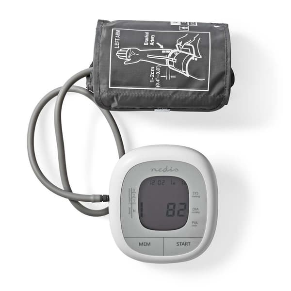 Nedis Blodtrycksmätare | Arm | LCD-skärm bakgrundsbelysning | 22 - 42 cm | Minnesplatser: 60 | Vit