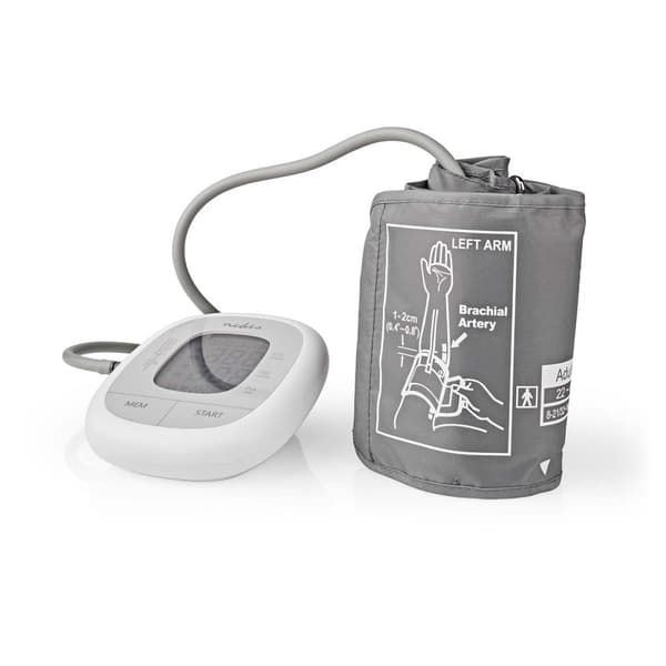 Nedis Blodtrycksmätare | Arm | LCD-skärm bakgrundsbelysning | 22 - 42 cm | Minnesplatser: 60 | Vit
