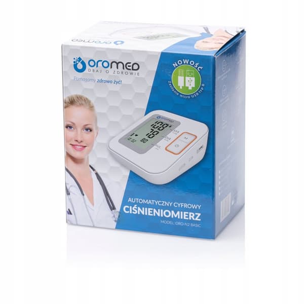 Oromed ORO-N2 BASIC USB elektronisk överarmsblodtrycksmätare + strömförsörjning