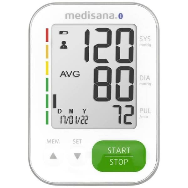 BU 570 medisana ansluten blodtrycksmätare - Smal design - Stor skärm - XXL-siffra - Arytmimätning - Bluetooth - 240 minnen