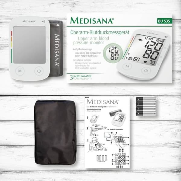 Talande blodtrycksmätare - MEDISANA - BU 535 - 6 språk - Stor skärm - XXL-siffra - Arytmimätning - 240 minnen