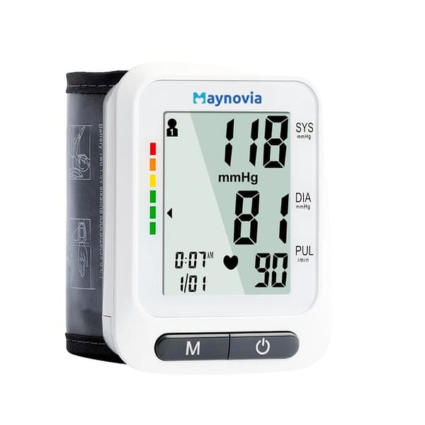 Handledsblodtrycksmätare, LCD HD-display, 120 minneslagring,VIT