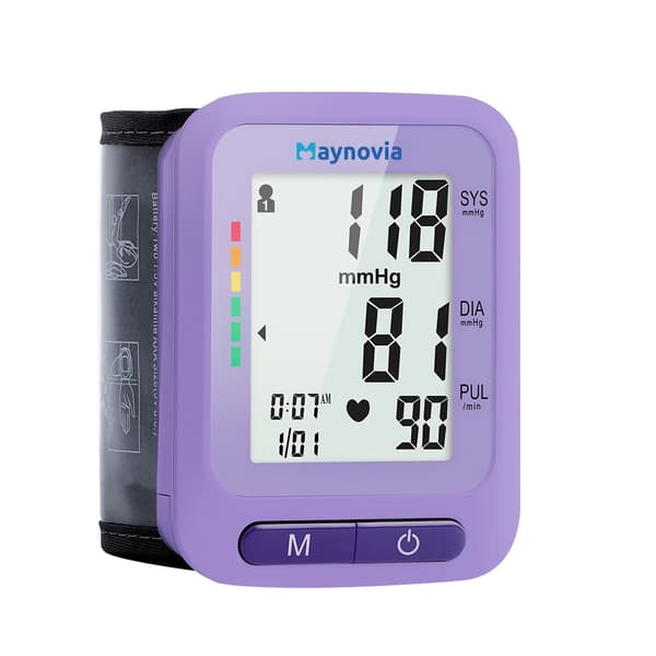 Handledsblodtrycksmätare, LCD HD-display, 120 minneslagring,LILA