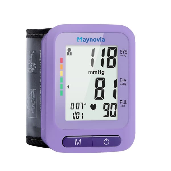 Handledsblodtrycksmätare, LCD HD-display, 120 minneslagring,LILA