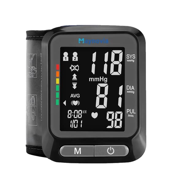 Handledsblodtryksmåler, LCD HD-display, 120 hukommelsespladser,sort