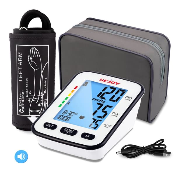Automatisk Blodtryksmåler, Stort Display, Bilingual Stemmefeedback,HVID
