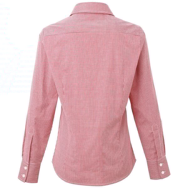 Premier Womens/Ladies Microcheck långärmad skjorta