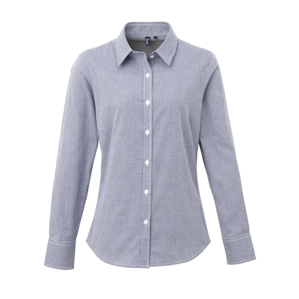 Premier Dame/Ladies Microcheck langærmet skjorte