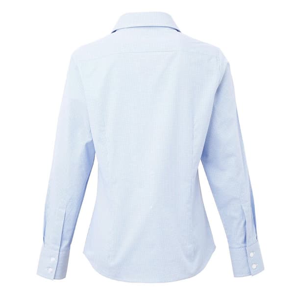Premier Womens/Ladies Microcheck långärmad skjorta