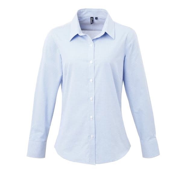 Premier Womens/Ladies Microcheck långärmad skjorta