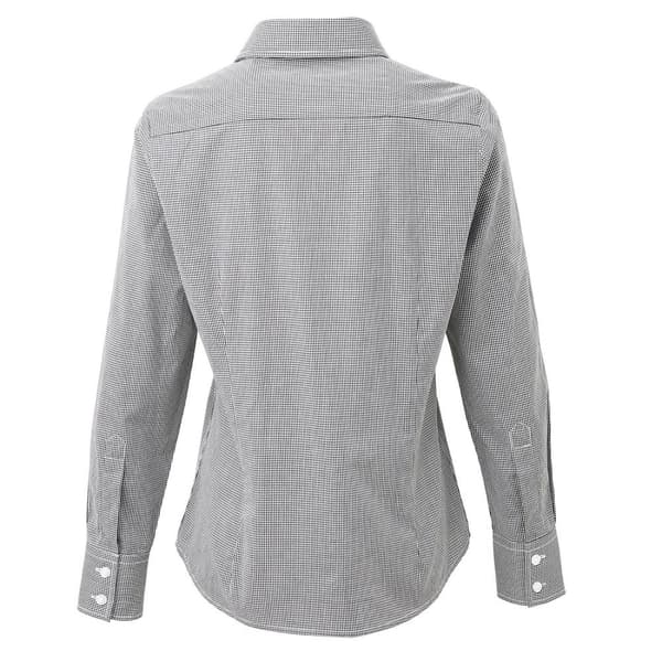 Premier Womens/Ladies Microcheck Long Sleeve Shirt