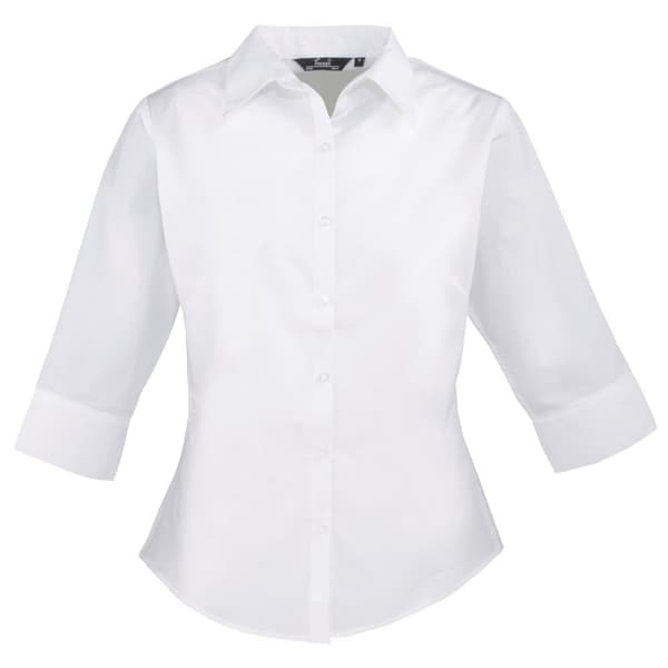 Premier Womens/Ladies Poplin 3/4 Sleeve Blouse