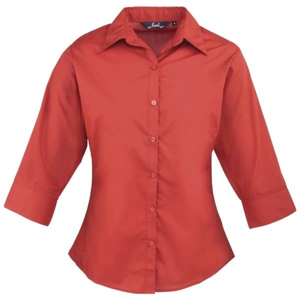 Premier Womens/Ladies Poplin 3/4 Sleeve Blouse