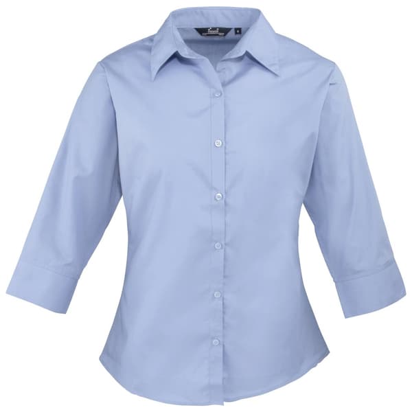 Premier Womens/Ladies Poplin 3/4 Sleeve Blouse
