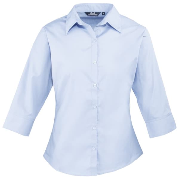 Premier Womens/Ladies Poplin 3/4 Sleeve Blouse