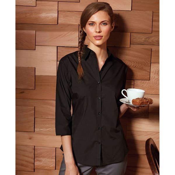 Premier Womens/Ladies Poplin 3/4 Sleeve Blouse