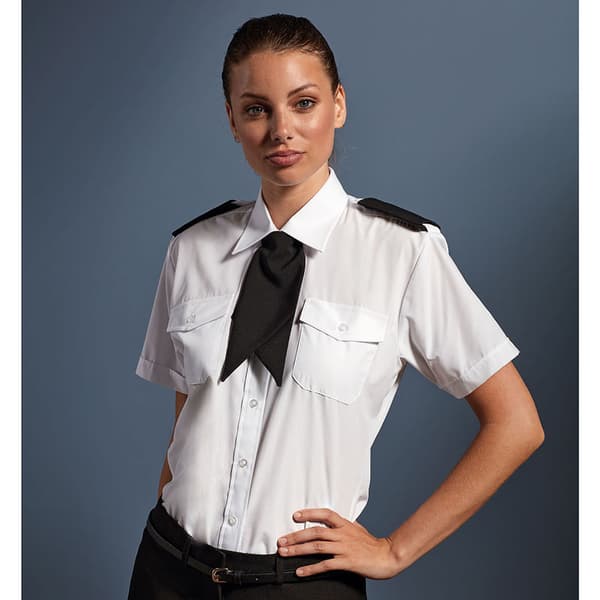 Premier Womens/Ladies Short Sleeve Pilot Blouse / Plain Work Shirt