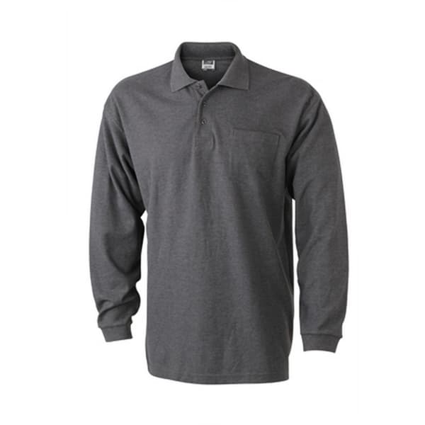 James and Nicholson Unisex Long-Sleeved Pique Polo Anthracite Grey 3XL