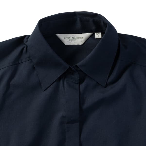 Russell Collection Ladies/Womens Long Sleeve Poly-Cotton Easy Care Fitted Poplin Shirt
