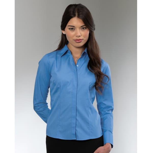Russell Collection Ladies/Womens Long Sleeve Poly-Cotton Easy Care Fitted Poplin Shirt