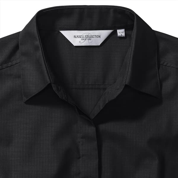 Russell Collection Ladies/Womens Long Sleeve Poly-Cotton Easy Care Fitted Poplin Shirt