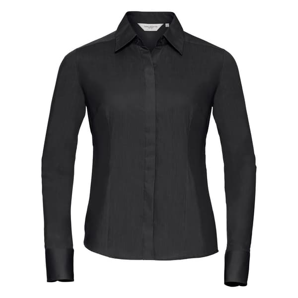 Russell Collection Ladies/Womens Long Sleeve Poly-Cotton Easy Care Fitted Poplin Shirt