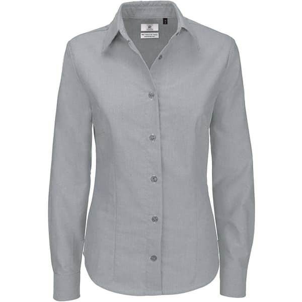 B&C Ladies Oxford långärmad skjorta / Skjortor och blusar för damer Silver Moon 6XL