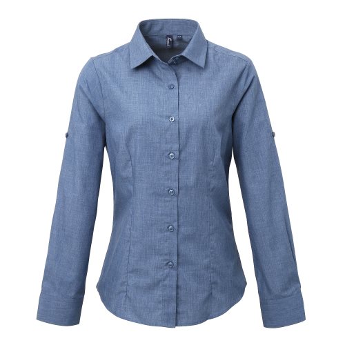 Bild av Premier Dam / Damer Poplin Cross-Dye Roll Ärm långärmad skjorta