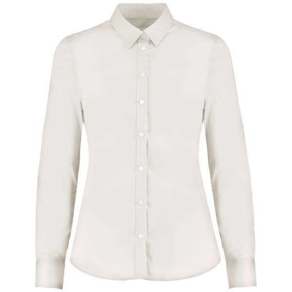 Kustom Kit Kvinnor/Damer långärmad skräddarsydd Oxford-skjorta med stretch White 6 UK