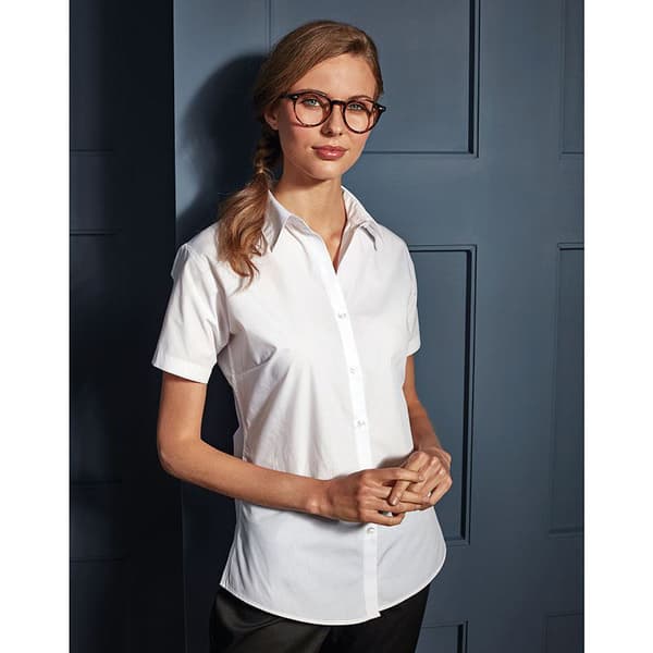 Premier Kvinnor/Damer Supreme Heavy Poplin kortärmad arbetsskjorta med kraftig poplin