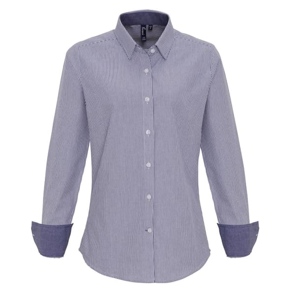 Premier Womens/Ladies Cotton Rich Oxford Stripe Blouse