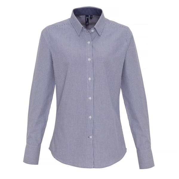 Premier Womens/Ladies Cotton Rich Oxford Stripe Blouse