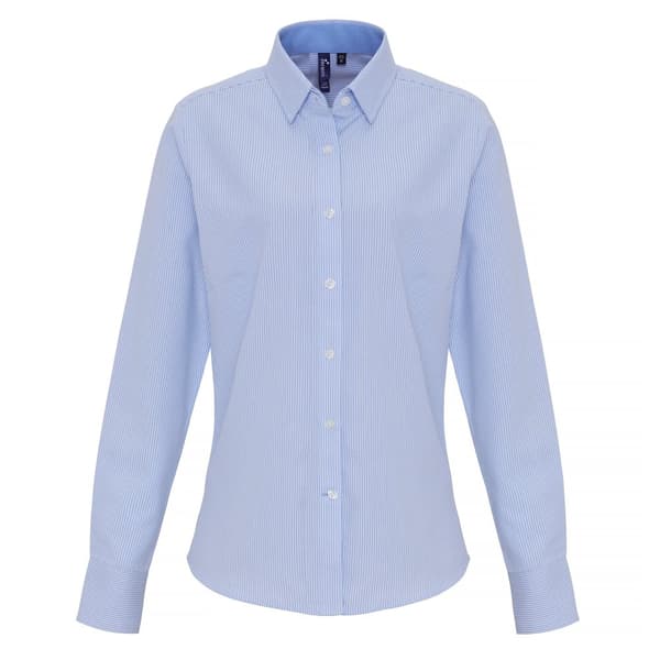 Premier Womens/Ladies Cotton Rich Oxford Stripe Blouse