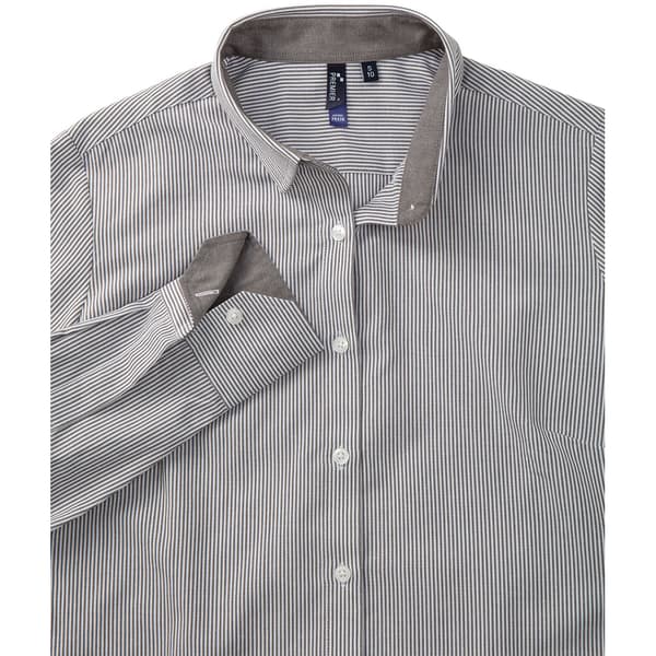 Premier Kvinnor/Damer Cotton Rich Oxford Stripe Blouse