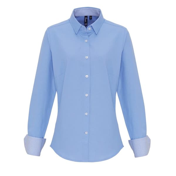 Premier Kvinnor/Damer Cotton Rich Oxford Stripe Blouse
